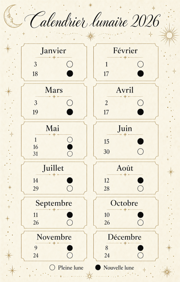 calendrier lunaire 2026 illustration